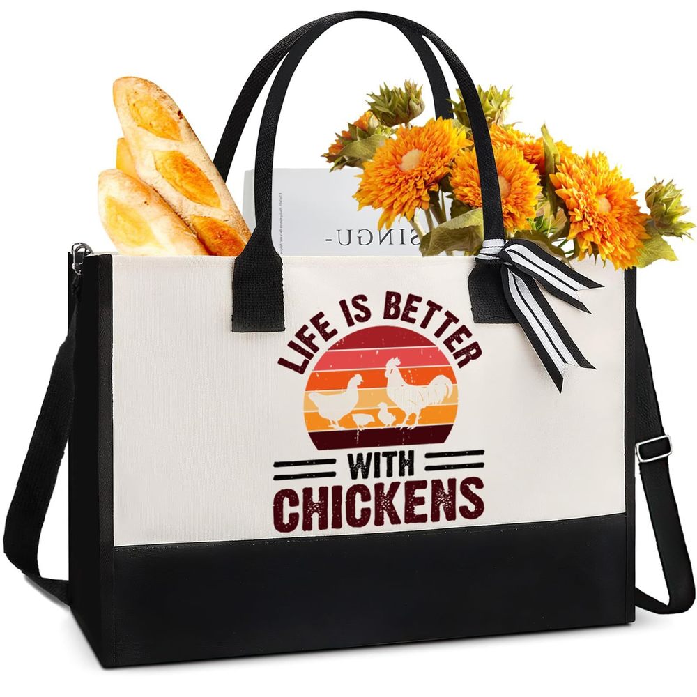 Fun Chicken Tote Bag - Chicken Themed Travel Accessories Handbag :[